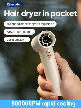 White Portable High-Speed Turbo Fan with 2000mAh Battery and Multiple Attachments