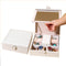 White Luxury Quilted Jewelry Storage Box with Mirror and Multi-Layer Compartments