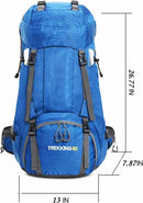 Dark Blue 60L Waterproof Hiking Backpack with Multi-Pocket Design for Outdoor Adventures