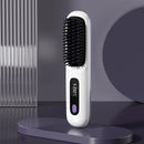 White Wireless Hair Straightening Brush - Compact and Rechargeable Styling Tool