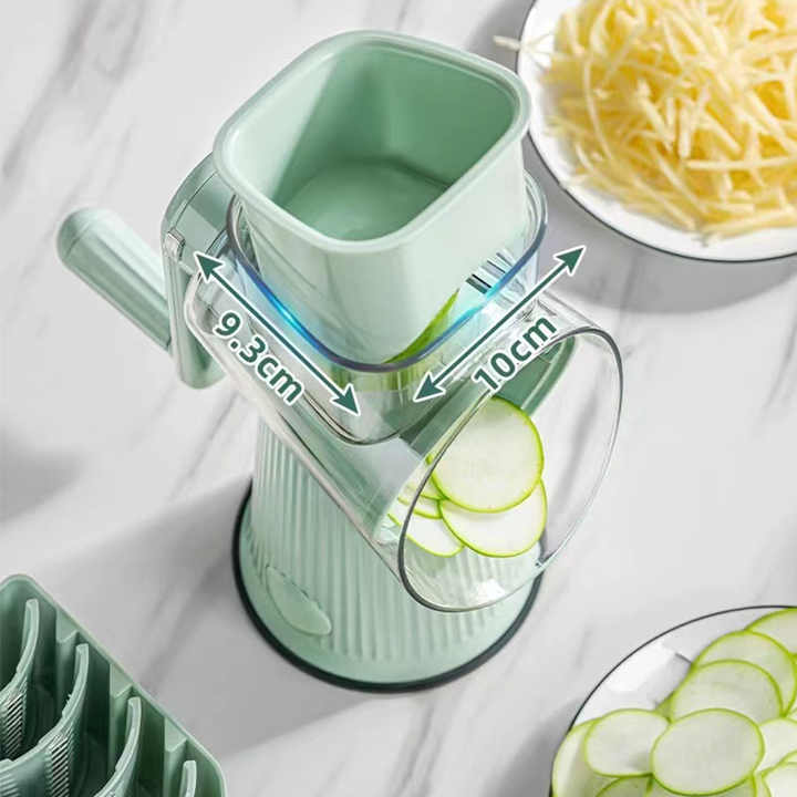 White Multifunctional Manual Rotary Vegetable Slicer with 10 Blades - Safe and Easy-to-Use