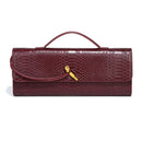 Wine Red Elegant PU Leather Clutch Bag with Snake Print Design - Multi-color Options