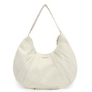 White Waterproof Nylon Lightweight Tote Shoulder Bag - Stylish and Spacious for Daily Commute and Outdoor Activities