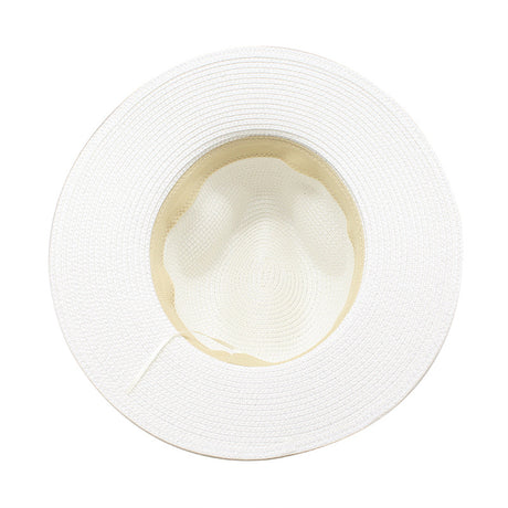 Yellow Women's Wide-Brim Straw Hat with Rhinestones - Elegant and Breathable Sun Hat for Summer Outdoors,M（56-58cm）