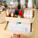 White Rotating Makeup Organizer Box - Multi-Compartment Cosmetic Storage