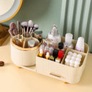 White Rotating Makeup Organizer Box - Multi-Compartment Cosmetic Storage