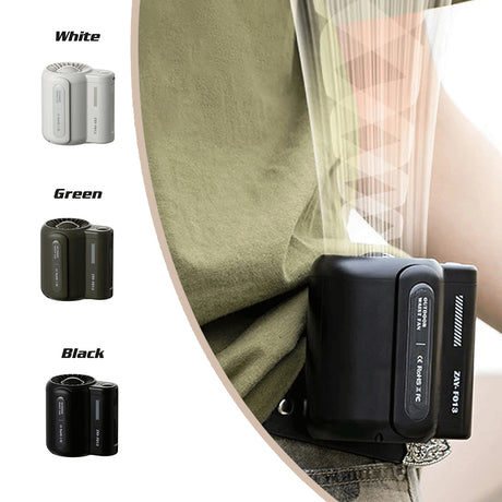 White Outdoor Waist Fan - Portable Wearable Fan for Hands-Free Cooling