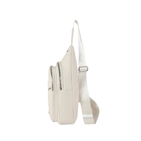 White Women's Quilted Sling Bag - Stylish Crossbody Shoulder Backpack