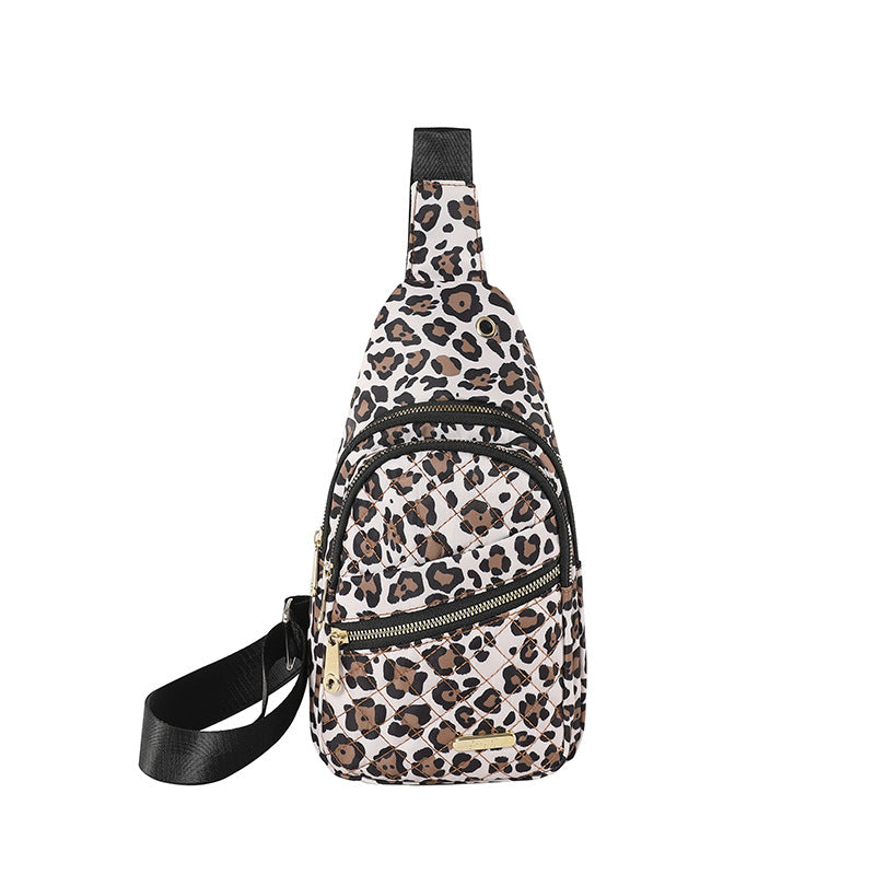 Leopard Print Women's Quilted Sling Bag - Stylish Crossbody Shoulder Backpack