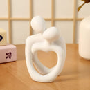 White Romantic Couple Figurine with Heart Design - Modern Minimalist Decorative Statue