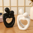 White Romantic Couple Figurine with Heart Design - Modern Minimalist Decorative Statue