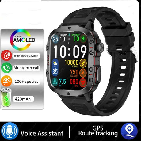 White Rugged Smart Fitness Watch - Waterproof, Multi-Sport Modes, and Health Tracking