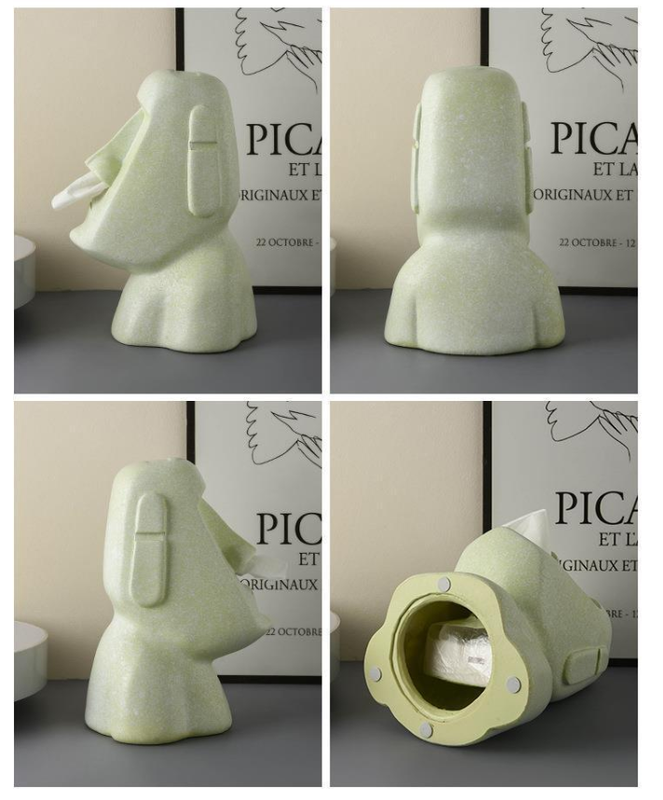 White Creative Moai Tissue Holder - Fun and Unique Decorative Dispenser