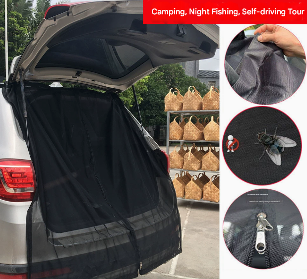 XL Magnetic Car Tailgate Mosquito Net - Camping and Outdoor Bug Screen