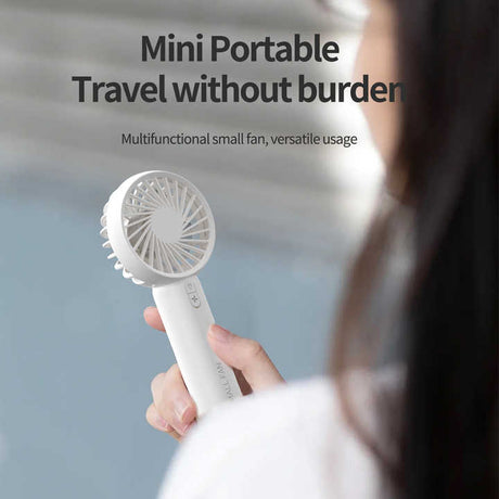 White Mini Handheld Rechargeable Fan - Portable USB-Powered Cooling with Keyring