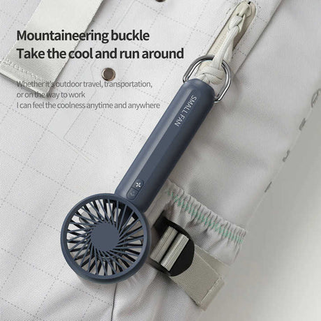 White Mini Handheld Rechargeable Fan - Portable USB-Powered Cooling with Keyring