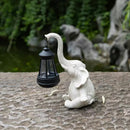 White Meditating Elephant Solar Lantern Statue - Decorative Garden Light for Outdoor Spaces