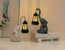 White Meditating Elephant Solar Lantern Statue - Decorative Garden Light for Outdoor Spaces