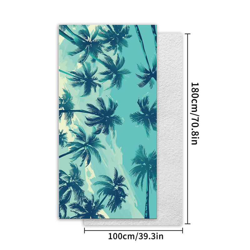 2 pcs Palm Frond Extra Large Microfiber Double-Sided Beach Towel, Quick-Drying and Portable