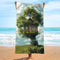 2 PCS Tree House Extra Large Microfiber Double-Sided Beach Towel, Quick-Drying and Portable