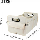 White Large Car Storage Organizer with Handles, 24x17.6x12.2 in, Collapsible