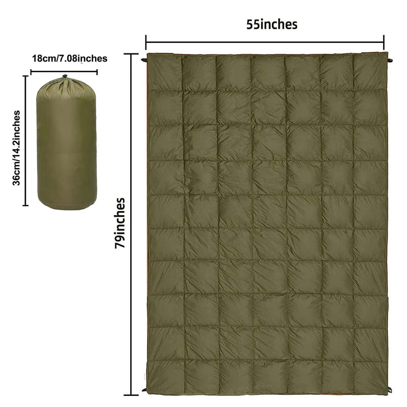 Military Green Compact Lightweight Quilted Blanket - Soft, Warm, and Portable for Outdoor Adventures