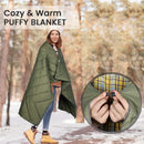 Military Green Compact Lightweight Quilted Blanket - Soft, Warm, and Portable for Outdoor Adventures