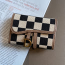 Khaki Stylish Checkered Wallet with Multiple Card Slots - Compact and Practical for Daily Use