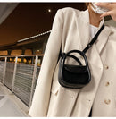 Black Compact Crossbody Leather Handbag - Chic and Stylish for Everyday Use