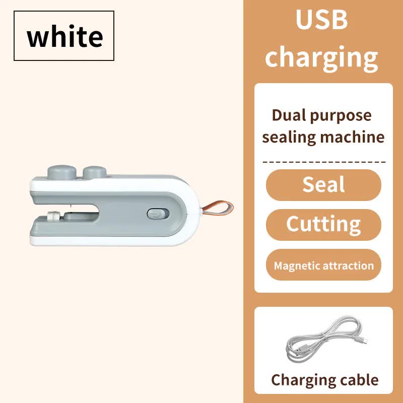 White Mini Sealing Machine - 2-Piece Set, Compact and Portable, Ideal for Food and Bag Sealing