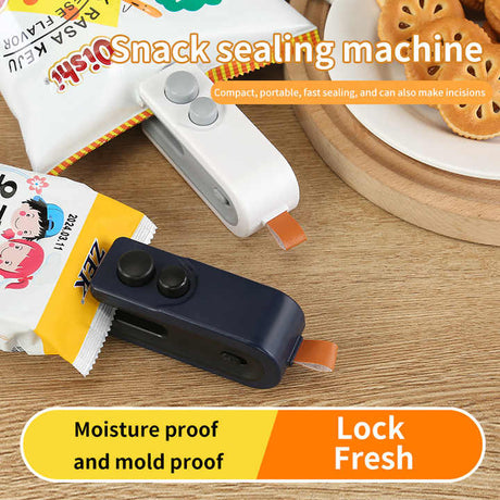 White Mini Sealing Machine - 2-Piece Set, Compact and Portable, Ideal for Food and Bag Sealing