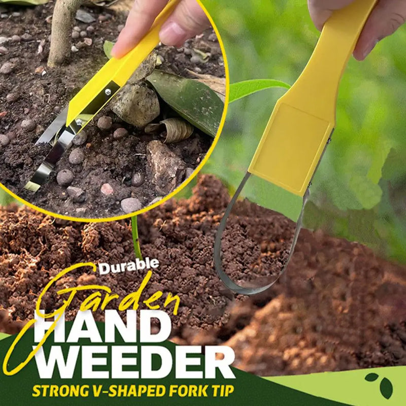 Yellow Garden Hand Weeder Tool Set - 2-Piece Set, Fork Tips for Efficient Weeding, Ergonomic Design