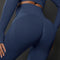 L Dark Blue Seamless Butt-Lifting Yoga Leggings - High-Waist Peach Hip Workout Tights