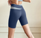 XL Blue Color-Block High-Waist Yoga Shorts - Seamless Scrunch Butt Anti-Chafing Workout Shorts