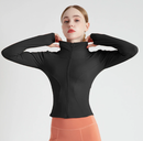 XL Black High-Stretch Slim Fit Yoga Jacket - Full Zip Workout Sports Jacket for Women