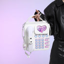 White Sweet Girl Creative Crossbody Bag with Telephone Design, PU Material, Lightweight and Unique