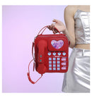 Red Sweet Girl Creative Crossbody Bag with Telephone Design, PU Material, Lightweight and Unique