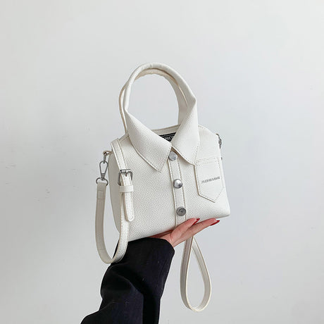 White Trendy Shirt-Inspired PU Shoulder Bag | Stylish Handbag with Unique Design