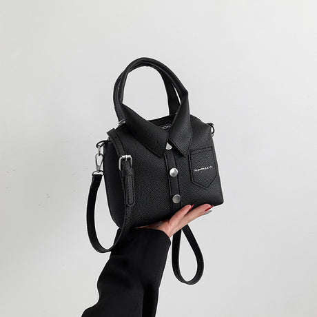 Black Trendy Shirt-Inspired PU Shoulder Bag | Stylish Handbag with Unique Design