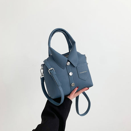 Denim Blue Trendy Shirt-Inspired PU Shoulder Bag | Stylish Handbag with Unique Design