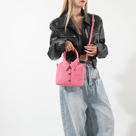 Pink Trendy Shirt-Inspired PU Shoulder Bag | Stylish Handbag with Unique Design