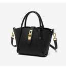 Black Genuine Leather Women's Handbag - Stylish Bucket Bag with Top Handle and Crossbody Strap