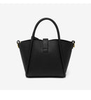 Black Genuine Leather Women's Handbag - Stylish Bucket Bag with Top Handle and Crossbody Strap