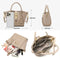 Beige Genuine Leather Women's Handbag - Stylish Bucket Bag with Top Handle and Crossbody Strap