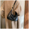 Black Vintage PU Leather Shoulder Bag - Women's Simple and Stylish Tote Bag for Commuting and Casual Use