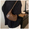 Brown Vintage PU Leather Shoulder Bag - Women's Simple and Stylish Tote Bag for Commuting and Casual Use