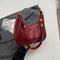 Red Vintage PU Leather Shoulder Bag - Women's Simple and Stylish Tote Bag for Commuting and Casual Use