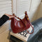 Red Vintage PU Leather Shoulder Bag - Women's Simple and Stylish Tote Bag for Commuting and Casual Use