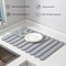 White Oval Shaped Engraved Inner Frame Foldable Diatomaceous Earth Drying Mat - Super Absorbent, Fast-Drying, Non-Slip Kitchen Countertop Mat