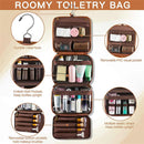 Yellowish Brown Luxury PU Business Travel Toiletry Bag - Large Capacity Waterproof Makeup Organizer with Dividers - Portable & Stylish Bathroom Storage